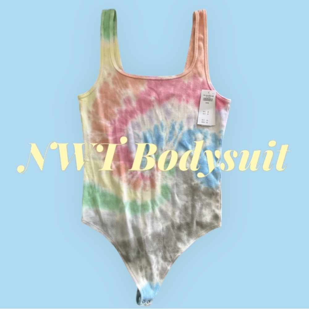 NWT L Abercrombie & Fitch PRIDE tie dye rainbow bodysuit